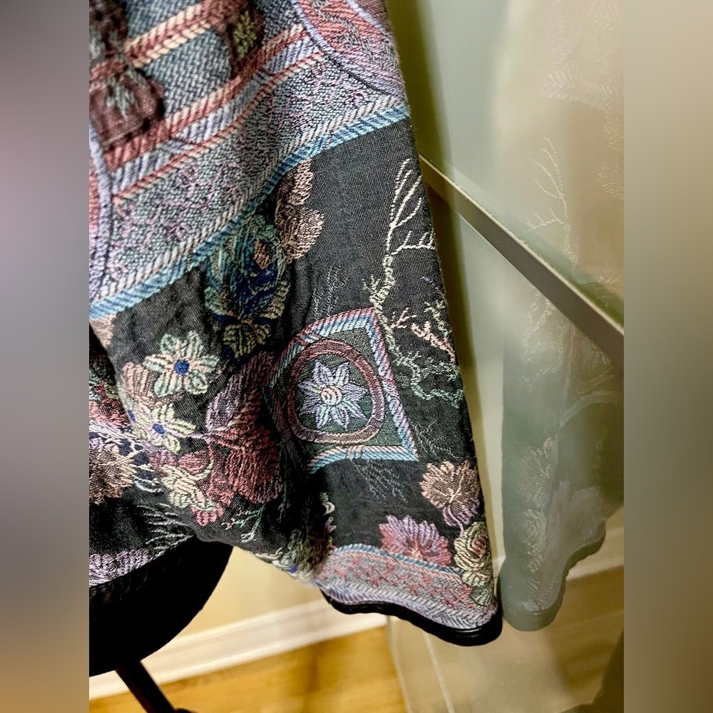 Vintage HBAR tapestry jacket w/snap front,multicolour,leather trim,inner pocket - Picture 5 of 9